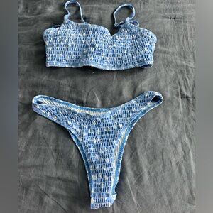 Blue and White Bikini Set